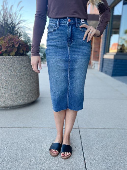 Diana Midi Denim Skirt | JUDY BLUE