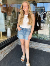 Sandra High Rise Frayed Hem Shorts | MICA
