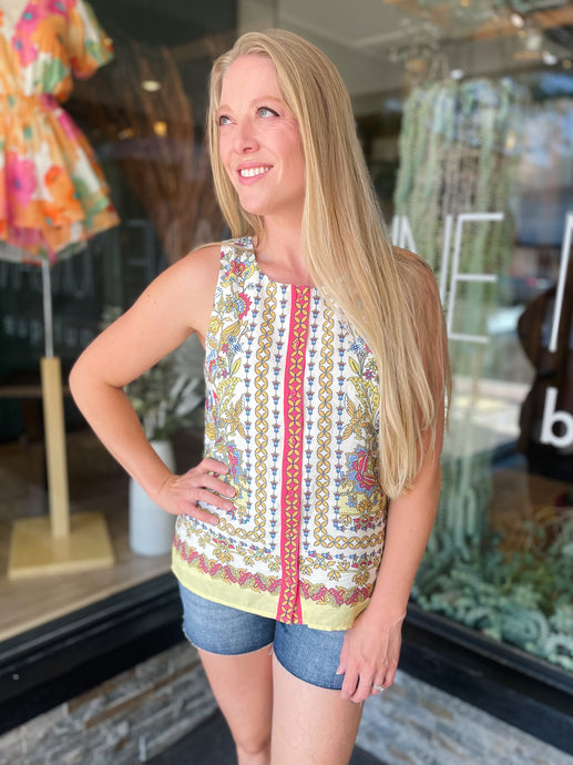 Ava Yellow Print Top