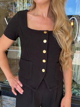 Alexandra Black Button Down Top | SET