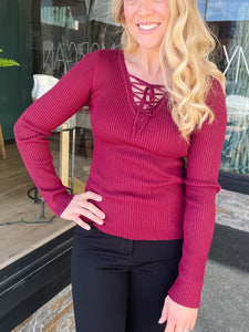 Mariah Lace Up Sweater