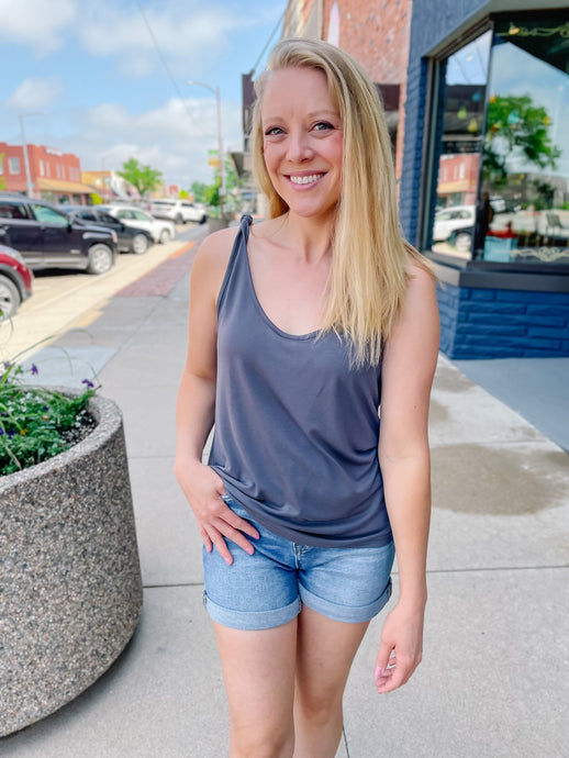 Lauren Charcoal Knot Tank