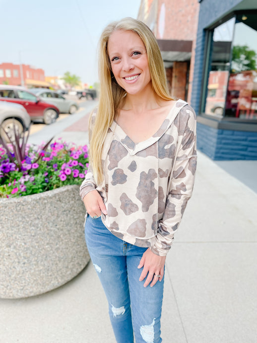 Cow Print Pullover