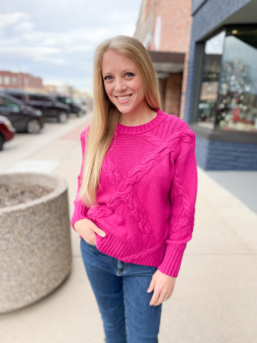 Fuchsia Open Back Sweater