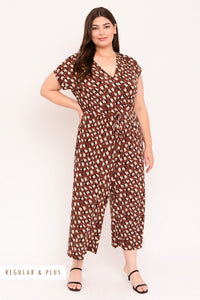 Abstract Print Cropped Jumpsuit
