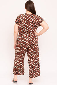 Abstract Print Cropped Jumpsuit